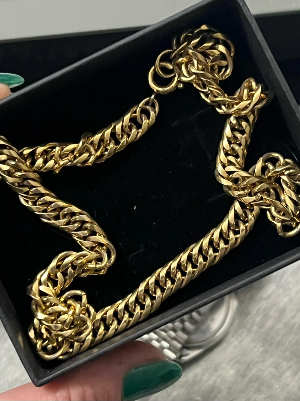 Gold Plated Curb Chain Necklace 15”